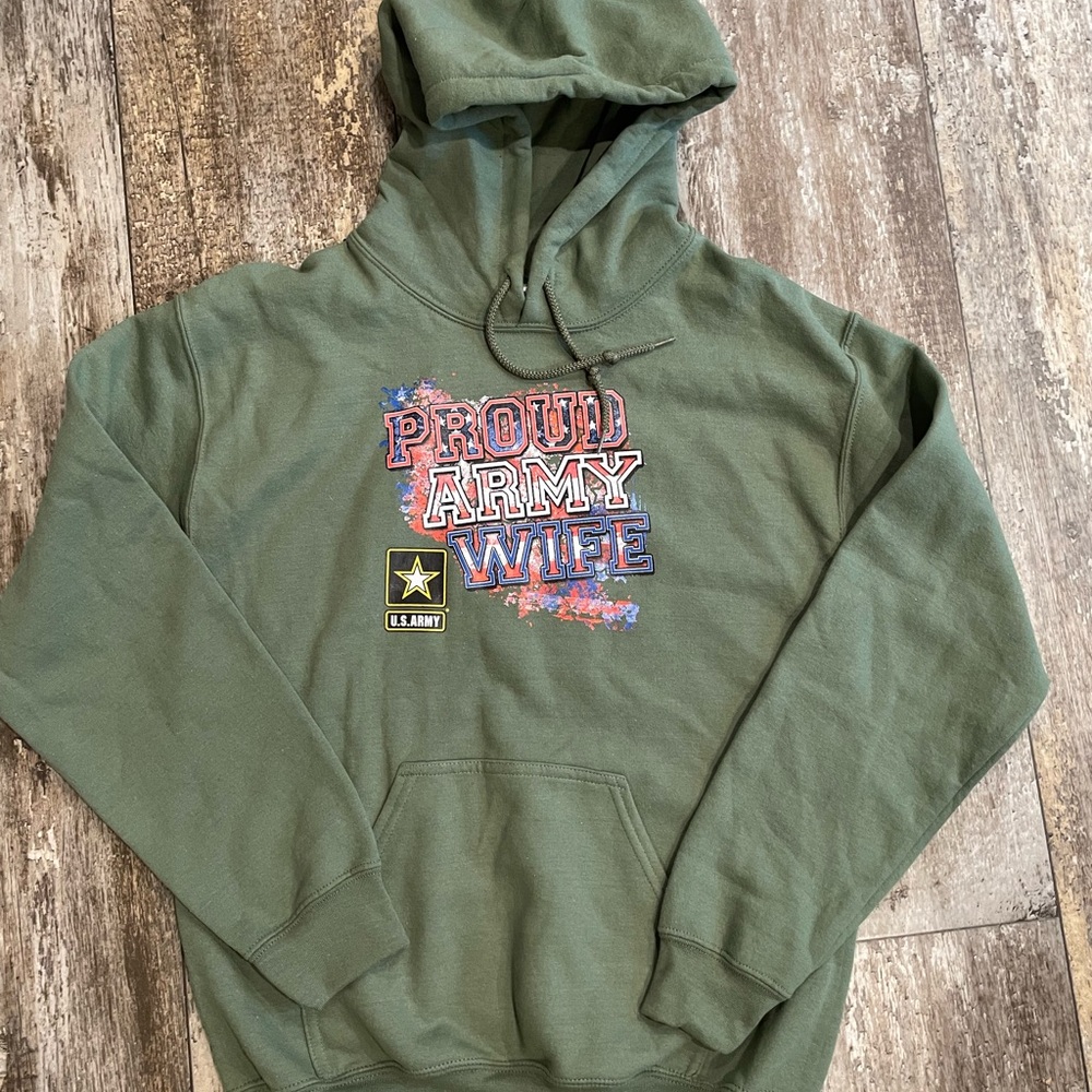 Gildan Olive Proud Army Wife Hoodie